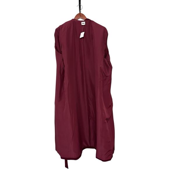 J Crew Coat Women Plus Size 22 Burgundy Wool Blend Belted Wrap Minimalist NWT - Picture 4 of 9